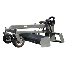 Grader blade: "Image of a heavy machinery attachment: a grading blade used for leveling and clearing uneven surfaces, soils, and roads in construction projects, road maintenance, and land preparation."